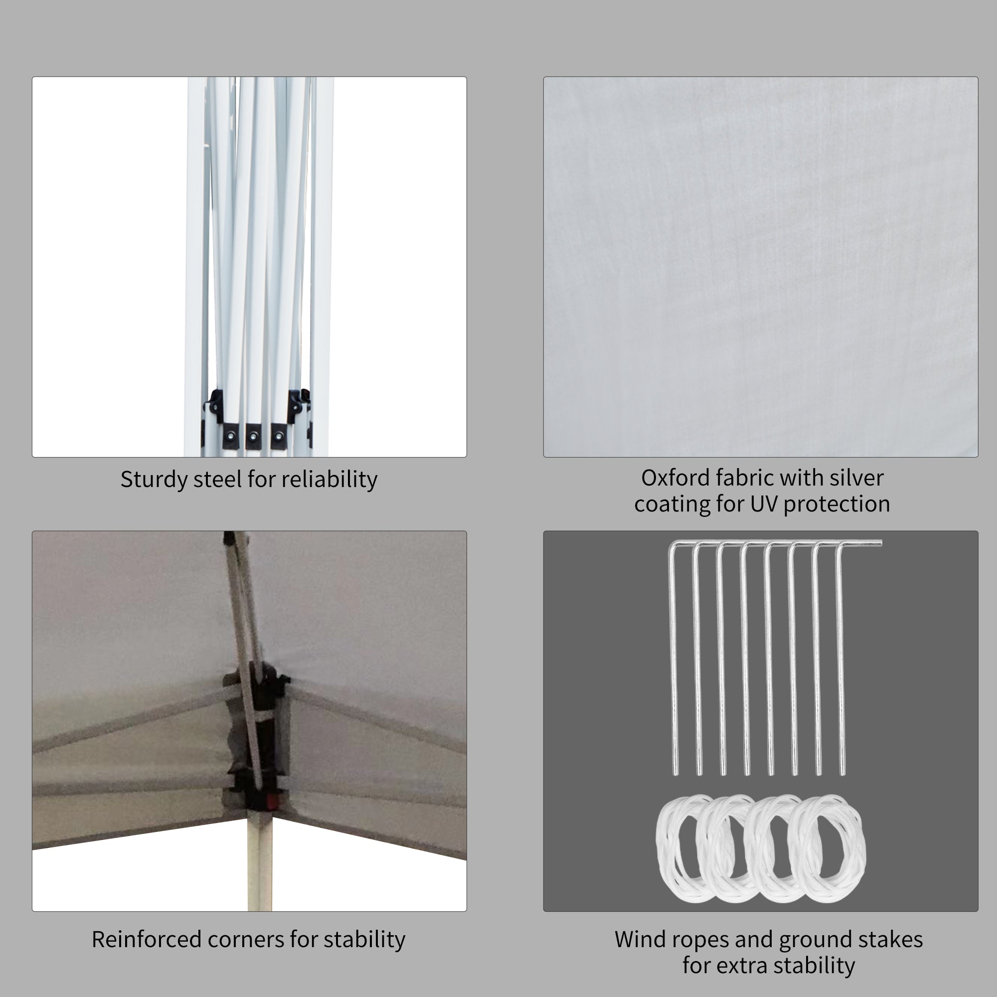 Outsunny 13' x 13'  Pop Up Canopy Height Adjustable, Instant Pop Up Canopy Tent with Carrying Bag, Portable Outdoor Canopy for Party, Camp, Beach, White