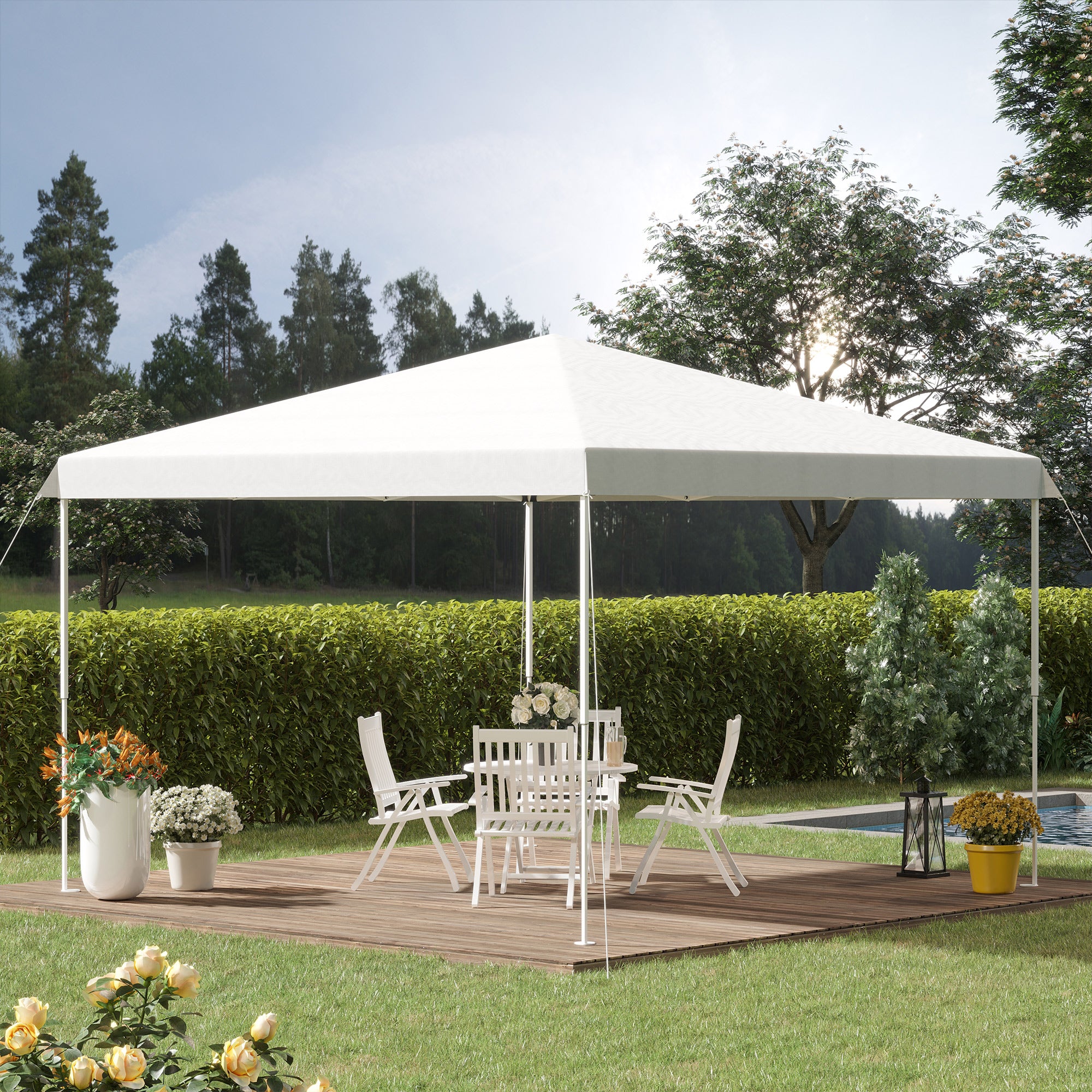 Outsunny 13' x 13'  Pop Up Canopy Height Adjustable, Instant Pop Up Canopy Tent with Carrying Bag, Portable Outdoor Canopy for Party, Camp, Beach, White