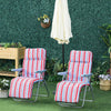 Outsunny Set of 2 Garden Sun Lounger, Outdoor Reclining Seat Cushioned Seat, Foldable Adjustable Recliner, Grey and Red