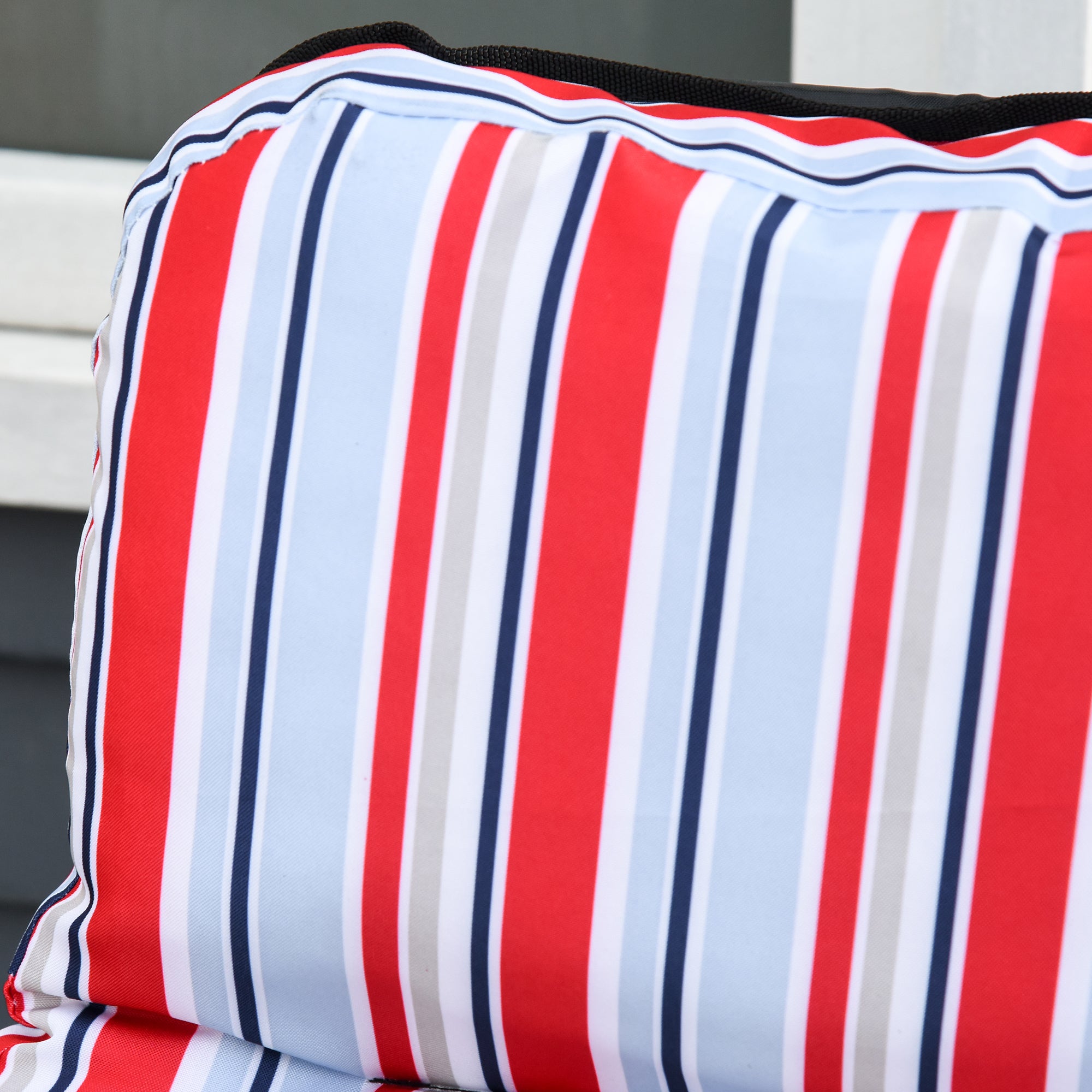 Outsunny Set of 2 Garden Sun Lounger, Outdoor Reclining Seat Cushioned Seat, Foldable Adjustable Recliner, Grey and Red