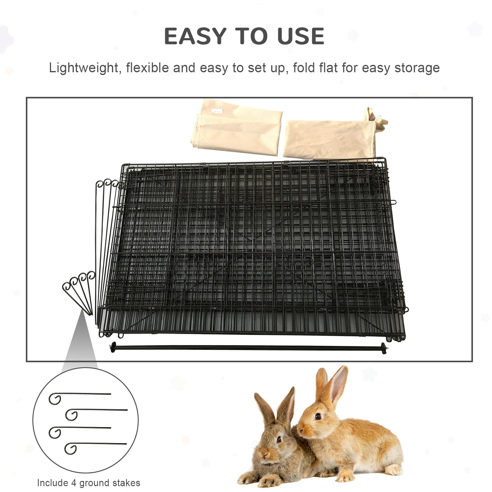 PawHut 87x41x41-IN Small Animal Enclosure Rabbit Pet Metal Cage Outdoor Run Play with Cover and Multiple doors, Beige
