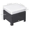 Outsunny Patio Rattan Ottoman, Outdoor Wicker Footrest with Soft Cushion, Metal Frame for Backyard, Garden, and Poolside, White