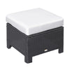 Outsunny Patio Rattan Ottoman, Outdoor Wicker Footrest with Soft Cushion, Metal Frame for Backyard, Garden, and Poolside, White