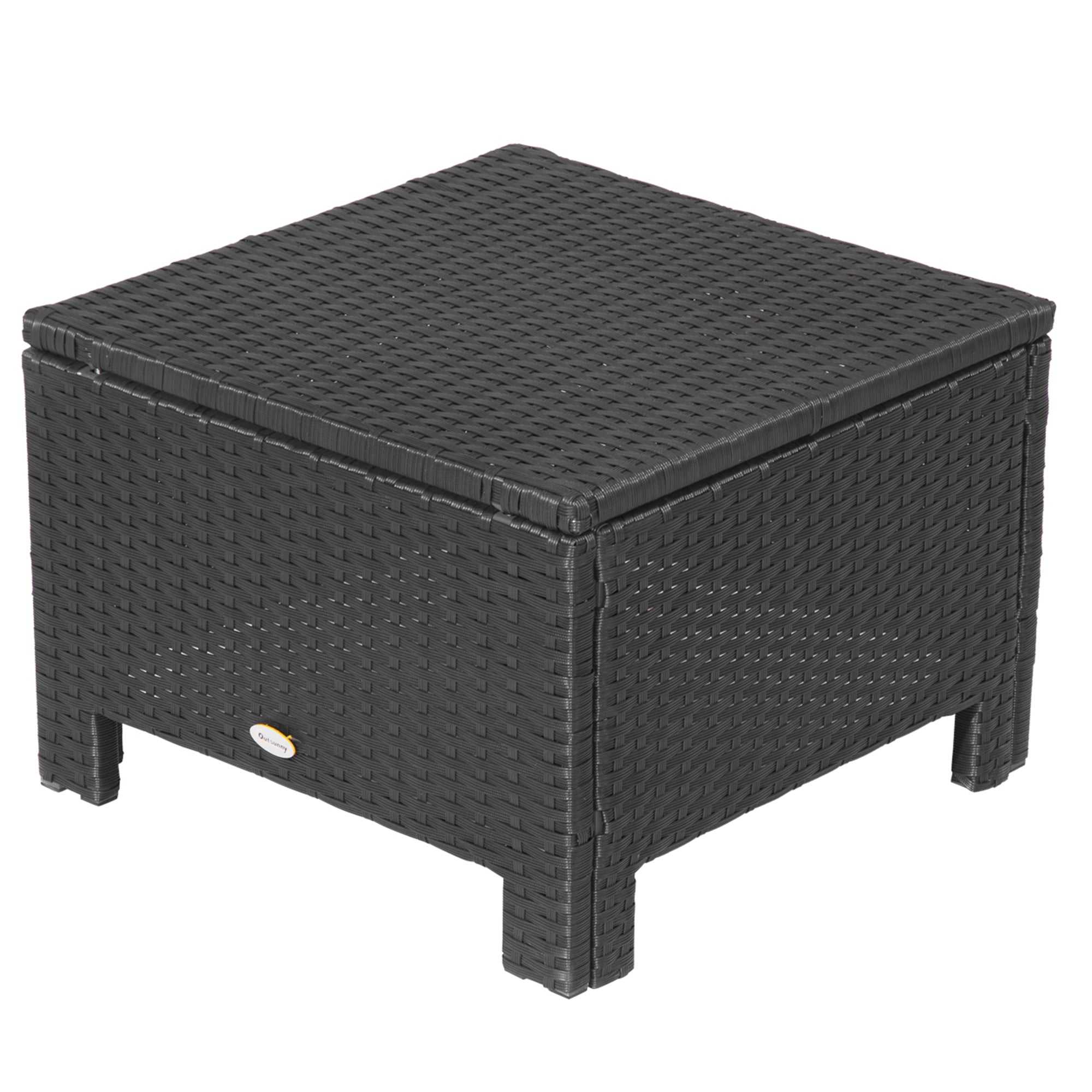 Outsunny Patio Rattan Ottoman, Outdoor Wicker Footrest with Soft Cushion, Metal Frame for Backyard, Garden, and Poolside, White