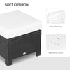 Outsunny Patio Rattan Ottoman, Outdoor Wicker Footrest with Soft Cushion, Metal Frame for Backyard, Garden, and Poolside, White