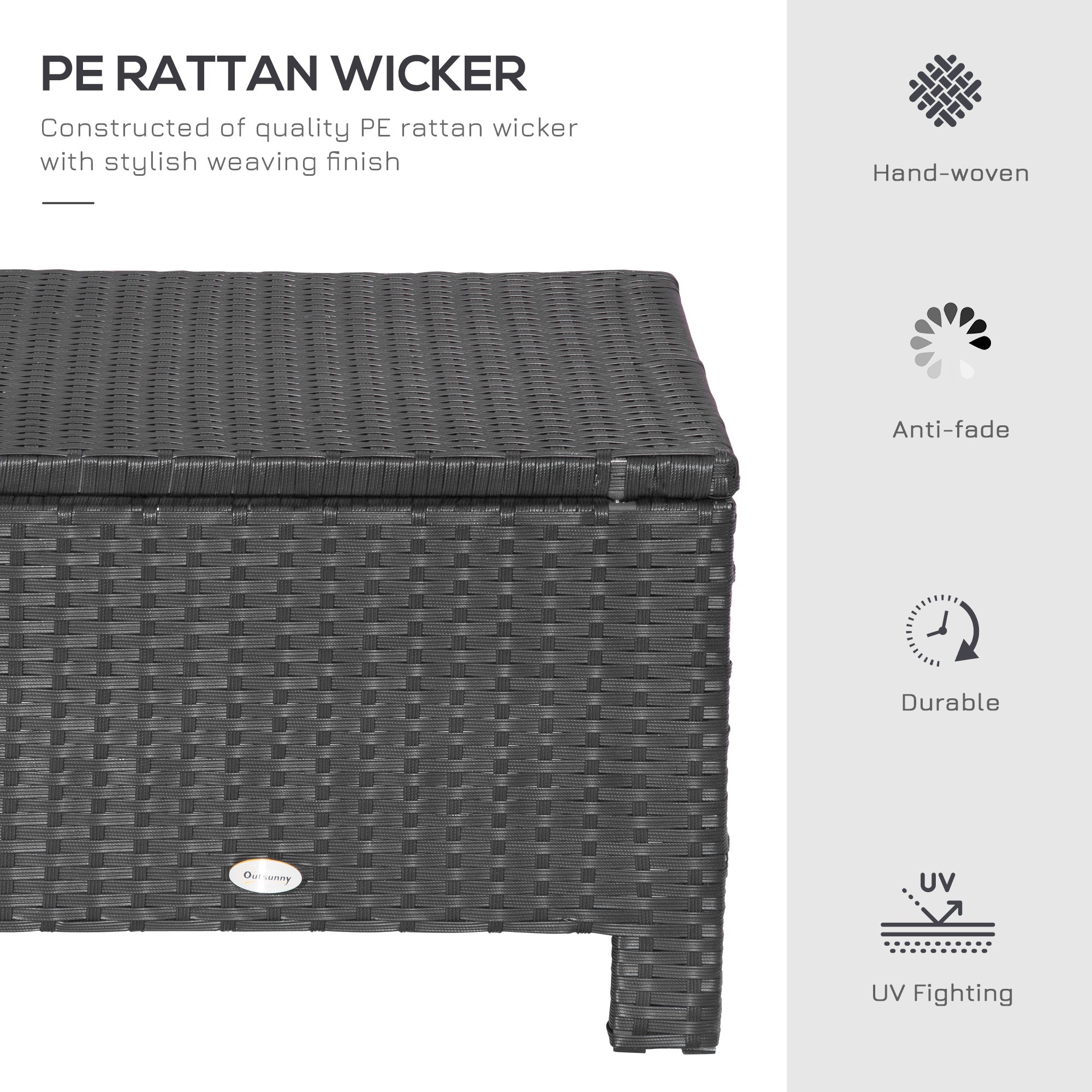 Outsunny Patio Rattan Ottoman, Outdoor Wicker Footrest with Soft Cushion, Metal Frame for Backyard, Garden, and Poolside, White