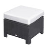 Outsunny Patio Rattan Ottoman, Outdoor Wicker Footrest with Soft Cushion, Metal Frame for Backyard, Garden, and Poolside, White