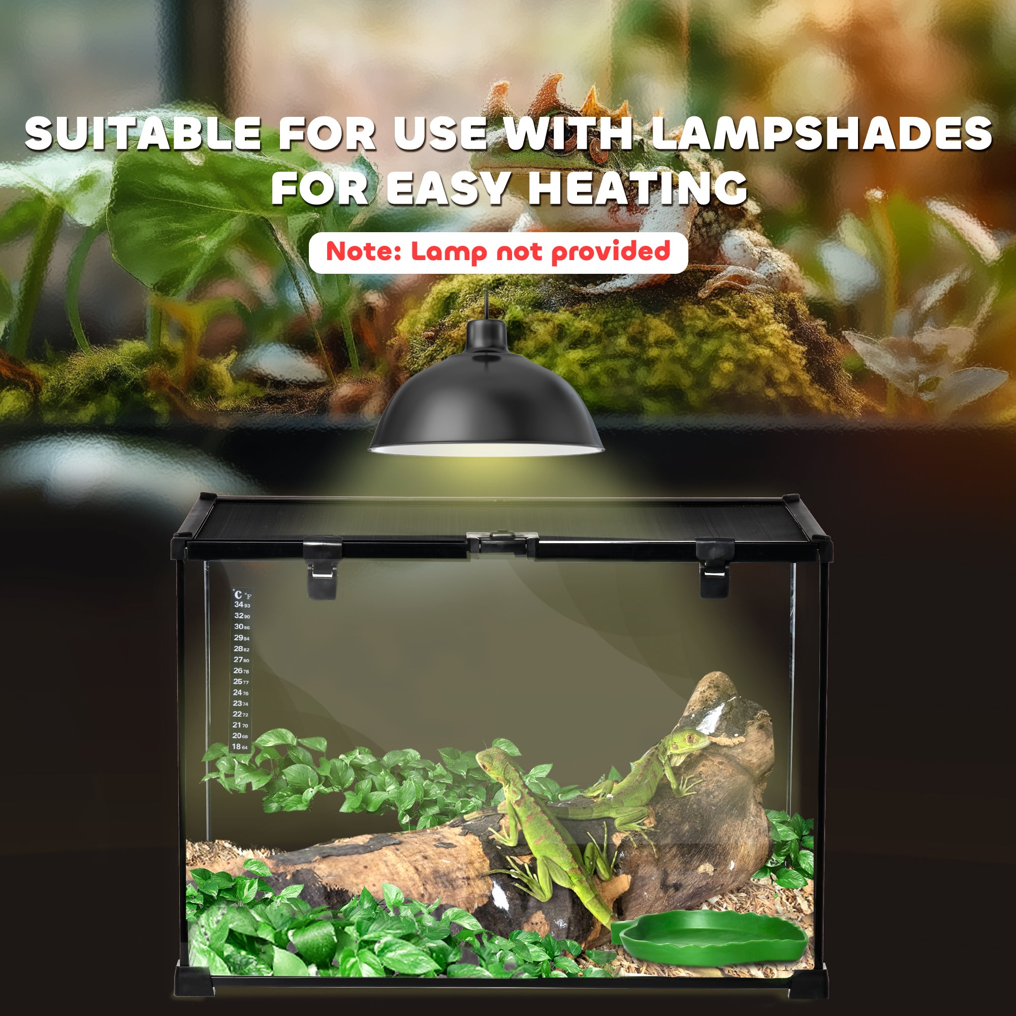 PawHut 14 Gallon Reptile Glass Terrarium Tank, Breeding Box Full View with Visually Appealing Sliding Screen Top for Lizards, Frogs, Snakes, Spiders, 20" x 12" x 14"