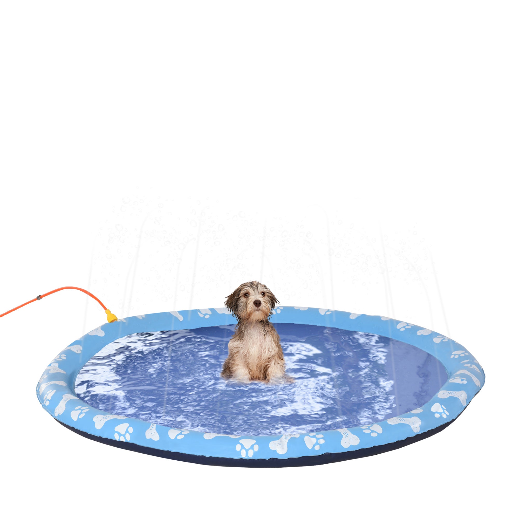PawHut 170cm Splash Pad Sprinkler for Pets Dog Bath Pool Water Game Mat Toy Non-slip Outdoor Backyard Blue