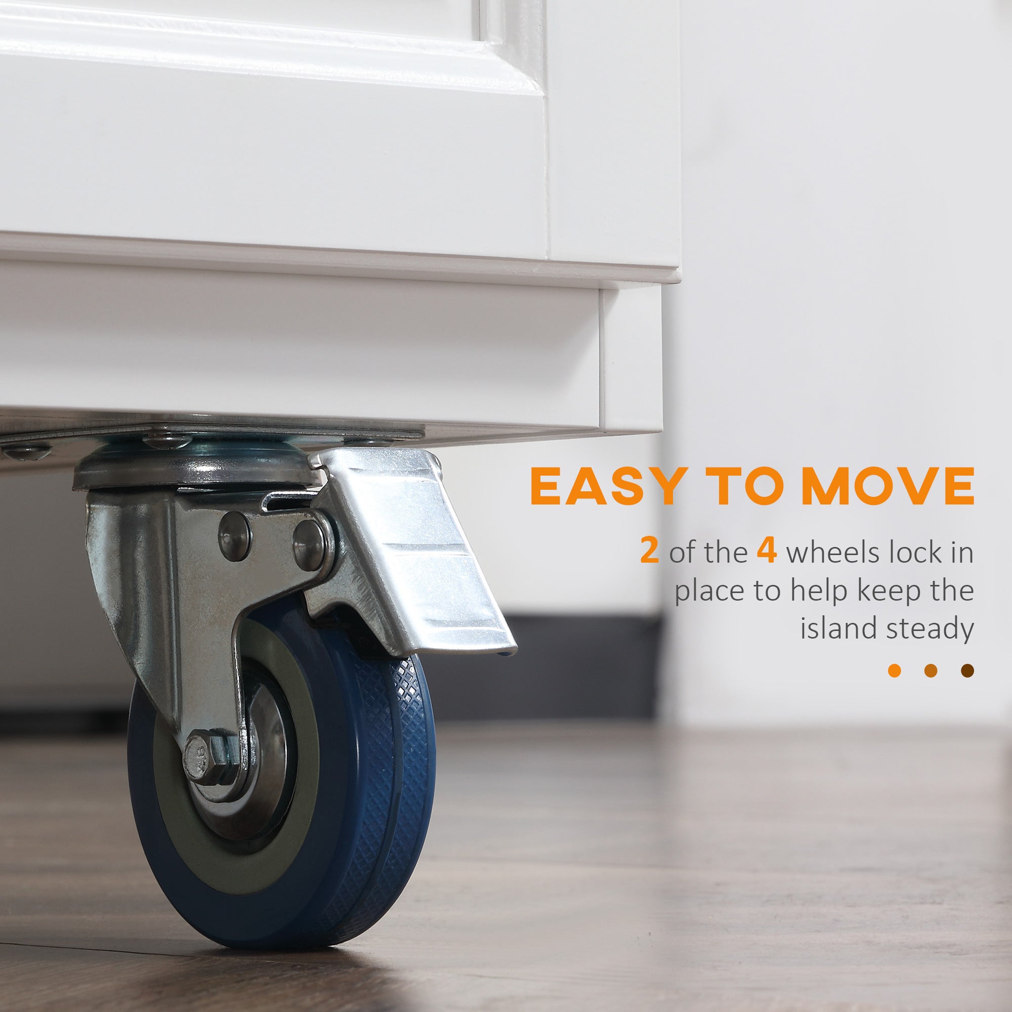 HOMCOM Kitchen Island with Storage, Rolling Kitchen Island with Drop Leaf, Solid Wood Top, 2 Drawers, 2 Cabinets, Adjustable Shelves and Knife Rack, White