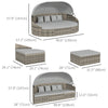 Outsunny 4 Pieces Rattan Daybed Patio PE Wicker Round Furniture Outdoor Rattan Garden Lounge Sofa Sets Sectional Conversation Set with Canopy, Cushions, & Pillows, Light Grey