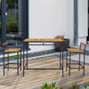 Outsunny 3-Piece Wicker Patio Bar with 2 Chairs and Bar Height Table, PE Rattan Outdoor Bar Set with Acacia Wood Top Table, for Poolside, Backyard, Dark Brown