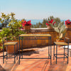 Outsunny 3-Piece Wicker Patio Bar with 2 Chairs and Bar Height Table, PE Rattan Outdoor Bar Set with Acacia Wood Top Table, for Poolside, Backyard, Dark Brown