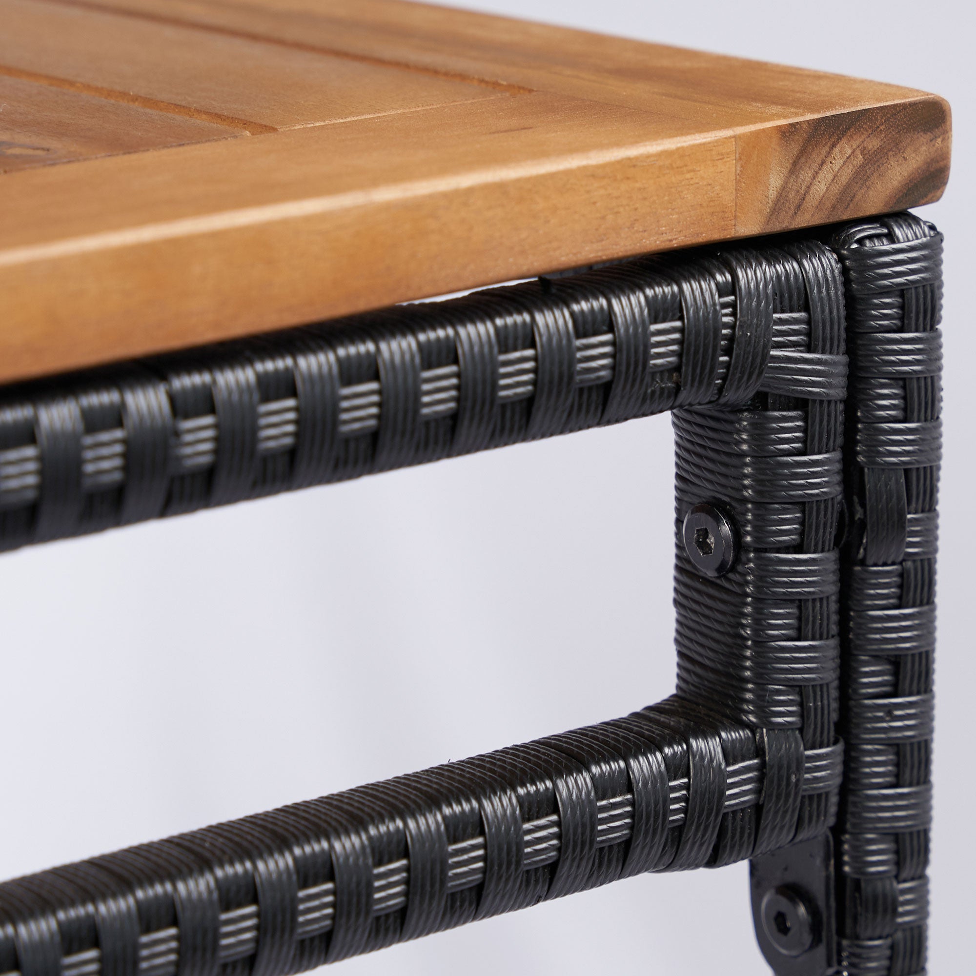 Outsunny 3-Piece Wicker Patio Bar with 2 Chairs and Bar Height Table, PE Rattan Outdoor Bar Set with Acacia Wood Top Table, for Poolside, Backyard, Dark Brown