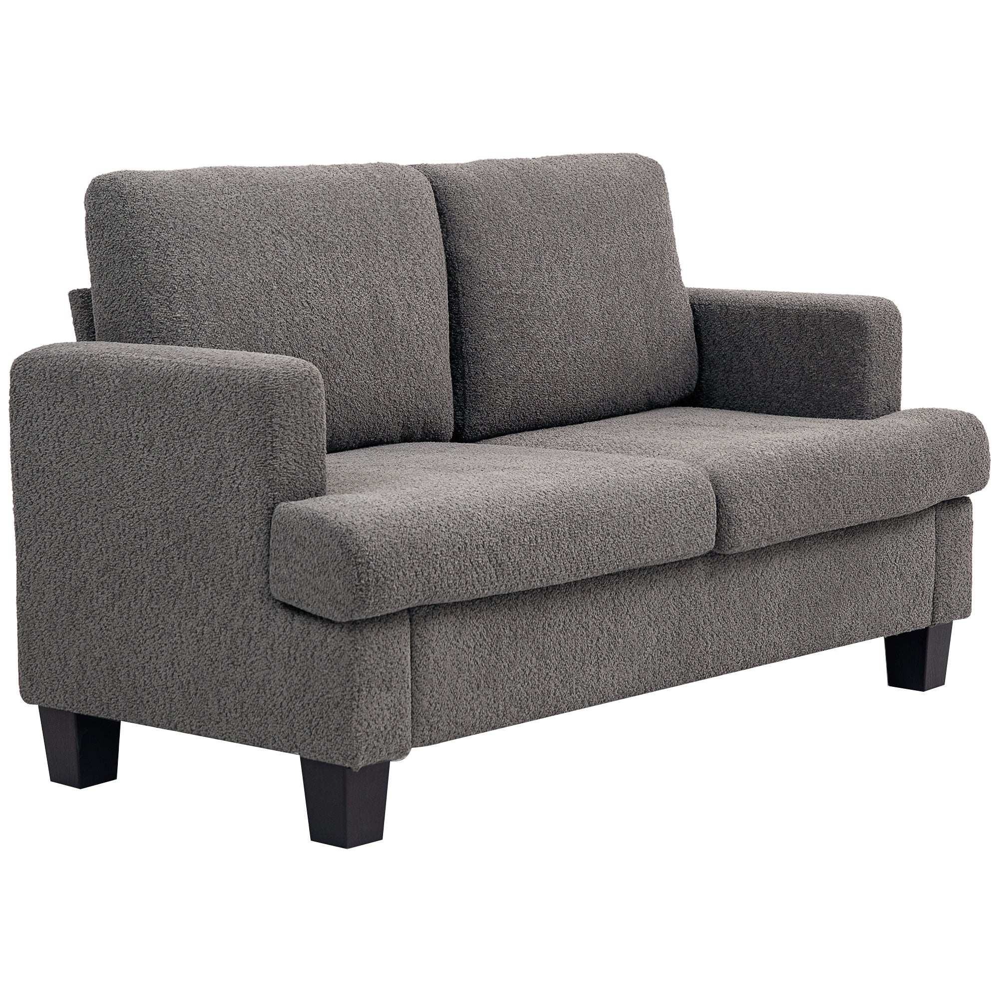 HOMCOM 54.3" Loveseat Sofa, Modern 2 Seater Sofa Couch with Removable Cushions, Upholstered Small Couch with Solid Wood Frame for Living Room, Bedroom and Small Space, Dark Grey