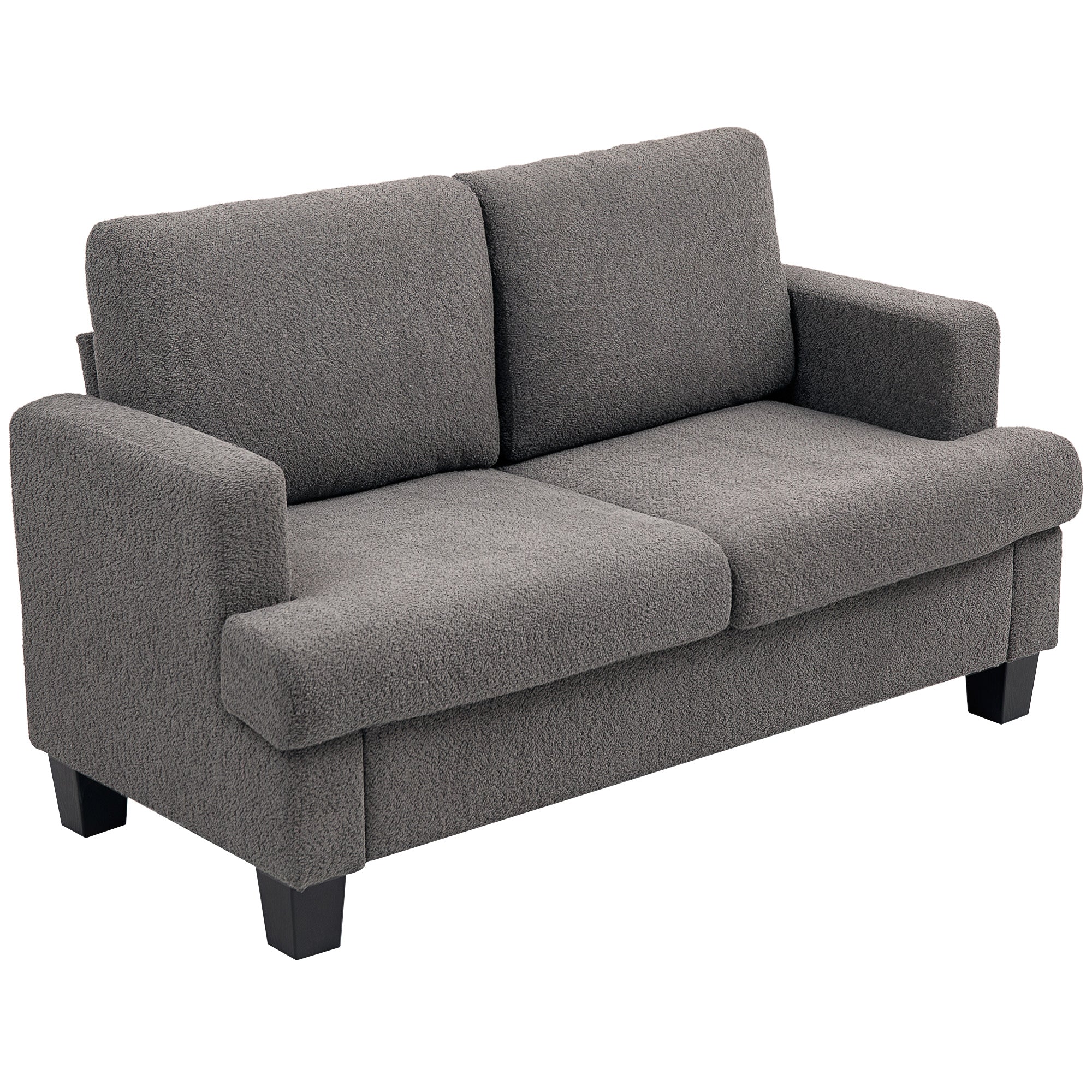 HOMCOM 54.3" Loveseat Sofa, Modern 2 Seater Sofa Couch with Removable Cushions, Upholstered Small Couch with Solid Wood Frame for Living Room, Bedroom and Small Space, Dark Grey