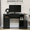 HOMCOM Computer Desk with Storage, Home Office Laptop Table with Shelves and Drawers, Modern Workstation Desk with Keyboard Tray for Study, Living Room, Black