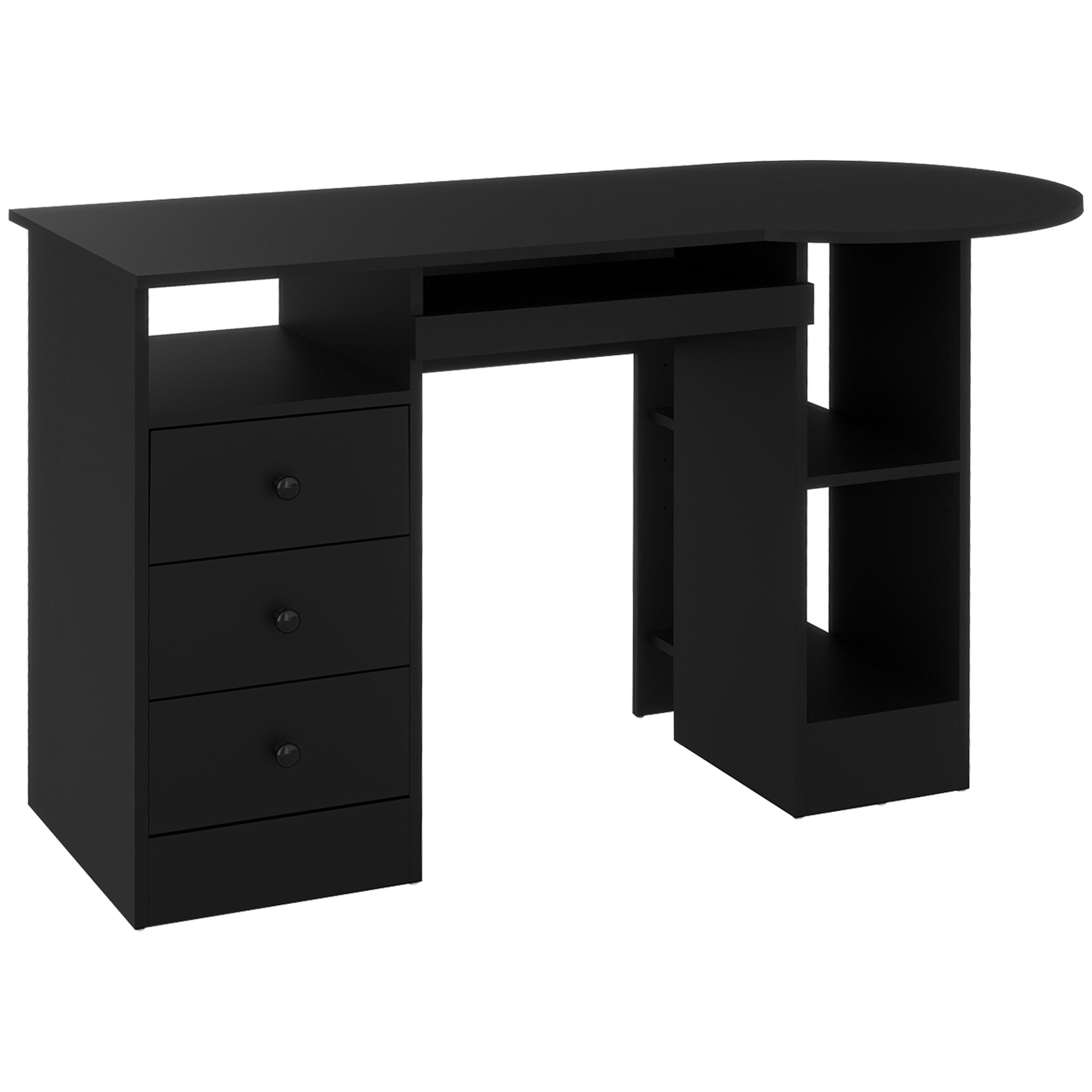 HOMCOM Computer Desk with Storage, Home Office Laptop Table with Shelves and Drawers, Modern Workstation Desk with Keyboard Tray for Study, Living Room, Black