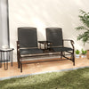 Outsunny Outdoor Glider Bench with Table, Patio Loveseat for 2 Persons, Garden Glider Rocking Chair with Breathable Mesh Fabric, Black