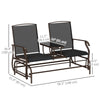 Outsunny Outdoor Glider Bench with Table, Patio Loveseat for 2 Persons, Garden Glider Rocking Chair with Breathable Mesh Fabric, Black