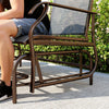 Outsunny Outdoor Glider Bench with Table, Patio Loveseat for 2 Persons, Garden Glider Rocking Chair with Breathable Mesh Fabric, Black