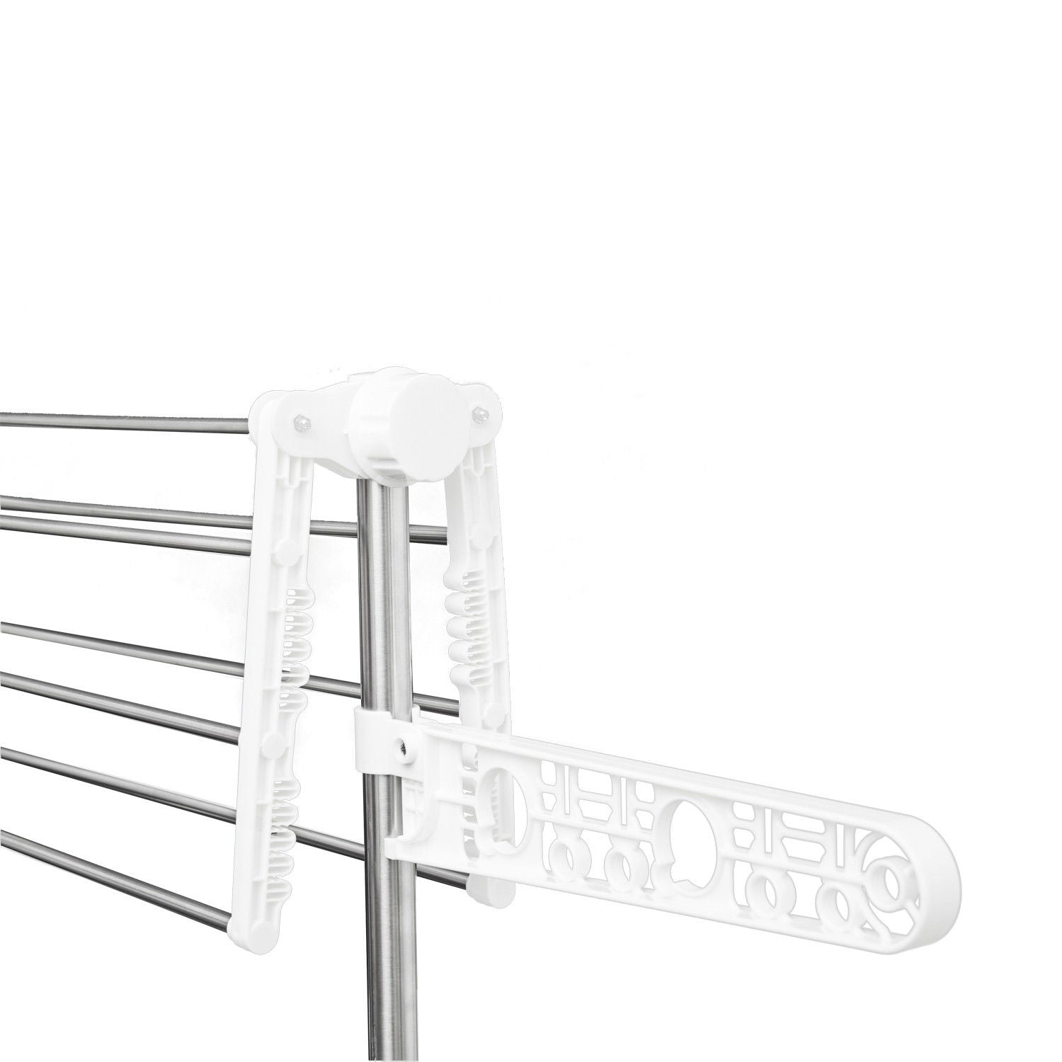HOMCOM 4-Tier Clothes Drying Rack, Stainless Steel Laundry Rack with 2 Side Wings and 6 Castors, Collapsible Adjustable Clothes Airer for Indoor Outdoor, White