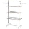 HOMCOM 4-Tier Clothes Drying Rack, Stainless Steel Laundry Rack with 2 Side Wings and 6 Castors, Collapsible Adjustable Clothes Airer for Indoor Outdoor, White