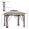 Outsunny 12' x 12' Pop Up Canopy Sun Shade Instant Tent Folding with Mesh Sidewalls, 3-Level Adjustable Height and Storage Bag, Beige