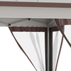 Outsunny 12' x 12' Pop Up Canopy Sun Shade Instant Tent Folding with Mesh Sidewalls, 3-Level Adjustable Height and Storage Bag, Beige
