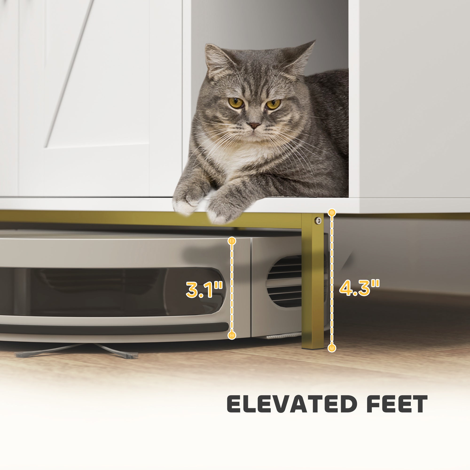 PawHut Cat Litter Box Enclosure, Kitty Litter Box Furniture with Scratching Pad, Storage, Hidden Litter Box End Side Table for Living Room, Bedroom, 31.5" x 20" x 24", White