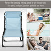 Outsunny Outdoor Folding Lounge Chair, 4-Level Adjustable Chaise Lounge with Headrest, Tanning Chair Beach Bed, Reclining Lounger Cot for Camping, Hiking, Backyard, Light Blue