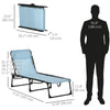 Outsunny Outdoor Folding Lounge Chair, 4-Level Adjustable Chaise Lounge with Headrest, Tanning Chair Beach Bed, Reclining Lounger Cot for Camping, Hiking, Backyard, Light Blue
