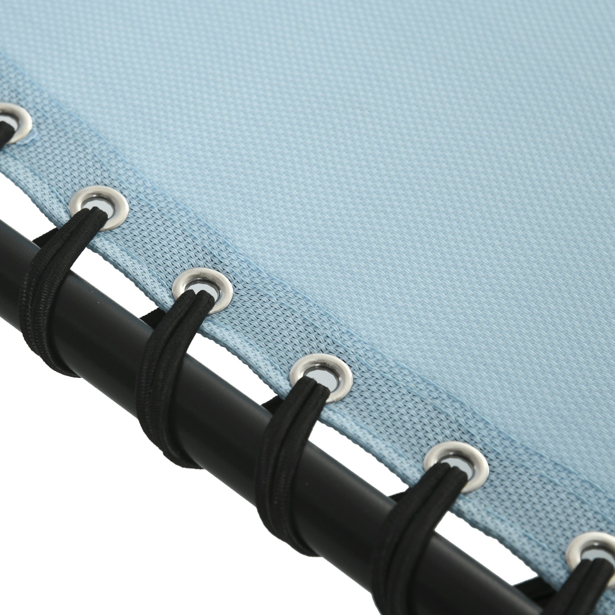 Outsunny Outdoor Folding Lounge Chair, 4-Level Adjustable Chaise Lounge with Headrest, Tanning Chair Beach Bed, Reclining Lounger Cot for Camping, Hiking, Backyard, Light Blue