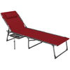 Outsunny Folding Outdoor Lounge Chair with Side Table, 5-Level Adjustable Chaise Lounge Chair, Patio Sun Tanning Chair with Pillow, Side Pocket for Backyard, Beach, Poolside, Red