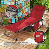 Outsunny Folding Outdoor Lounge Chair with Side Table, 5-Level Adjustable Chaise Lounge Chair, Patio Sun Tanning Chair with Pillow, Side Pocket for Backyard, Beach, Poolside, Red