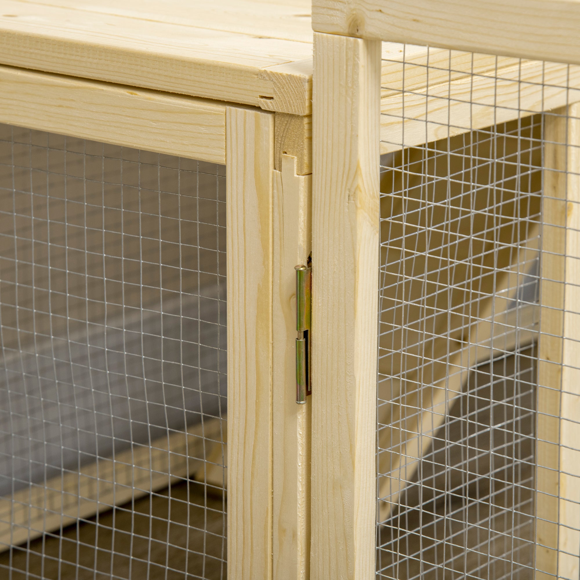 PawHut 60" Wooden Rabbit Hutch with Extra Fenced Area, 2 Tier Indoor Pet Playpen, Bunny House Enclosure with Slide-out Tray, Ramp, for Rabbits and Small Animals, Natural