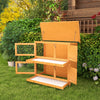 PawHut 2-Tier Wooden Rabbit Hutch Small Animal House Bunny Pet Cage with 2 Main Rooms, Sliding Tray, Opening Top, Yellow