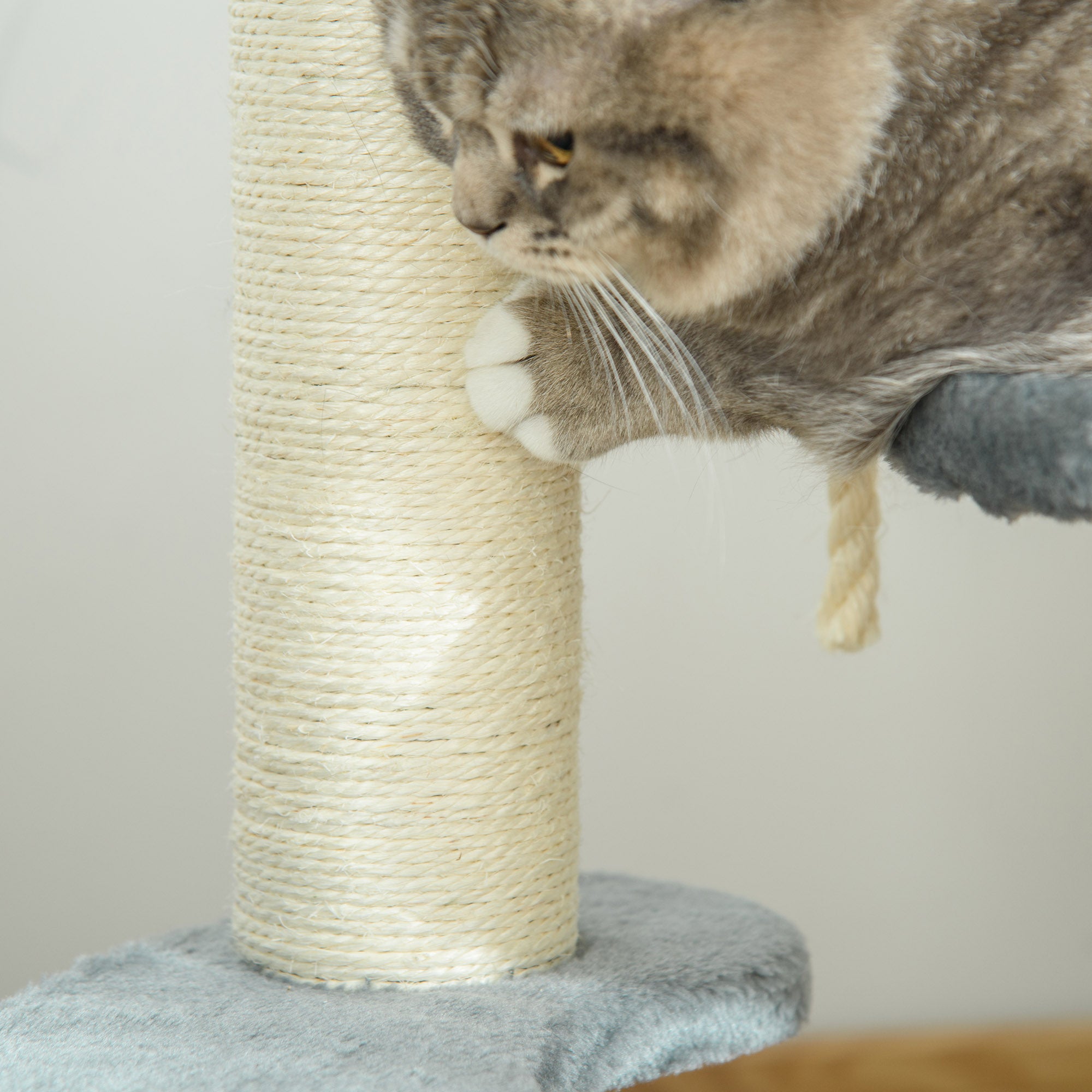 PawHut 26" Cat Scratching Tree Kitty Playhouse Activity Center 2 Perch w/ Sisal Rope Grey