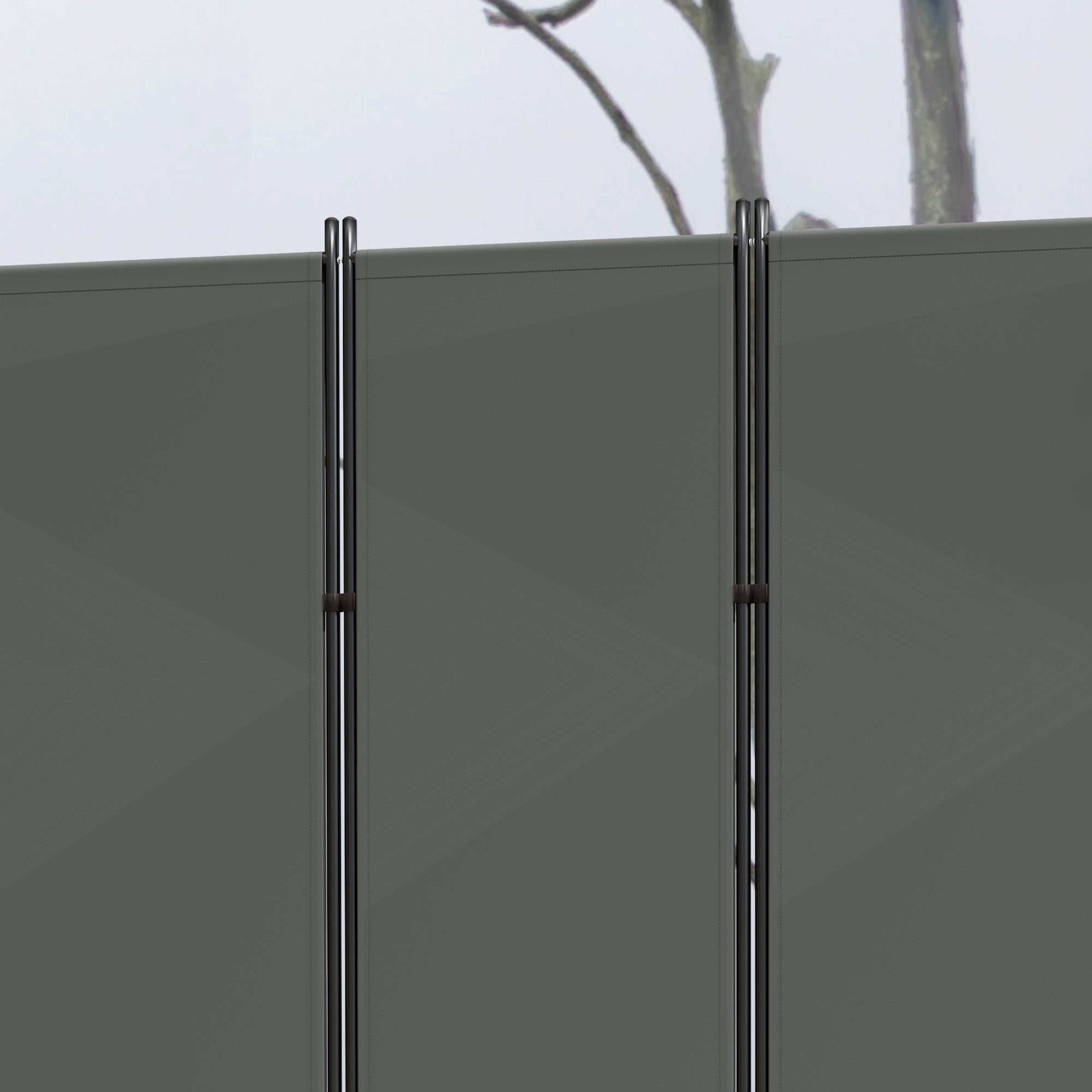 Outsunny 6 Panel Folding Outdoor Privacy Screen, 5.7FT Tall Room Divider with UV30+ Protection, Freestanding Privacy Panel Partition with Stable Base for Indoor Outdoor, Dark Grey