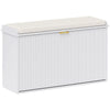 HOMCOM Shoe Bench with Padded Seat Cushion and Flip-Drawer, Entryway Bench Holds up to 265lb, Shoe Organizer for 8 Pairs of Shoes, 31.5 x 10.2 x 18.7 Inches, White
