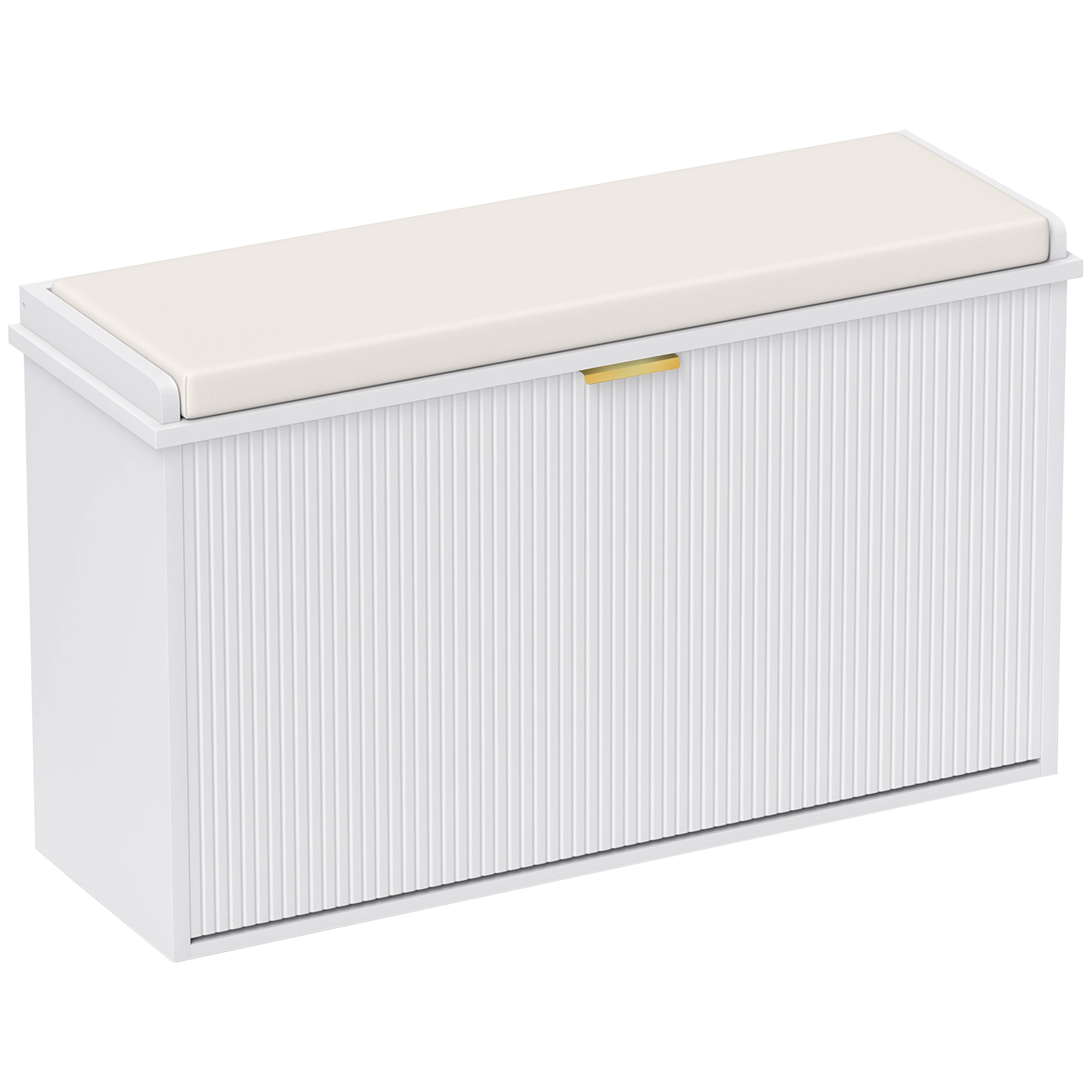 HOMCOM Shoe Bench with Padded Seat Cushion and Flip-Drawer, Entryway Bench Holds up to 265lb, Shoe Organizer for 8 Pairs of Shoes, 31.5 x 10.2 x 18.7 Inches, White