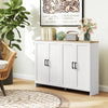 HOMCOM Modern Buffet Cabinet with Storage, 47" Narrow Sideboard, Kitchen Storage Cabinet with 4 Shaker Doors and Adjustable Shelves, White
