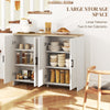 HOMCOM Modern Buffet Cabinet with Storage, 47" Narrow Sideboard, Kitchen Storage Cabinet with 4 Shaker Doors and Adjustable Shelves, White
