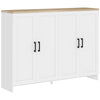 HOMCOM Modern Buffet Cabinet with Storage, 47" Narrow Sideboard, Kitchen Storage Cabinet with 4 Shaker Doors and Adjustable Shelves, White