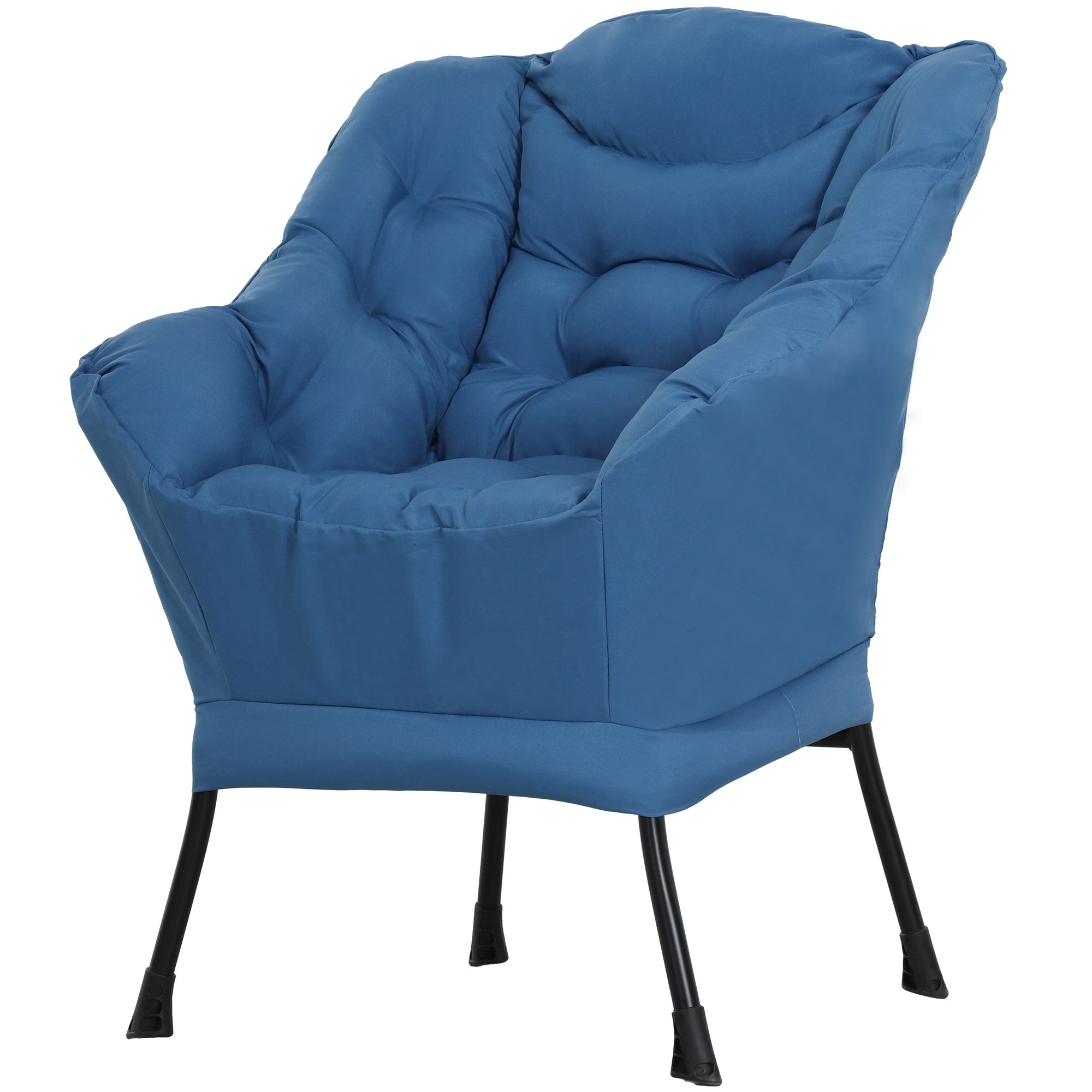HOMCOM Modern Accent Chair, Linen Fabric Armchair with Side Pockets and Solid Steel Legs, Comfy Reading Chair for Living Room, Bedroom, Blue