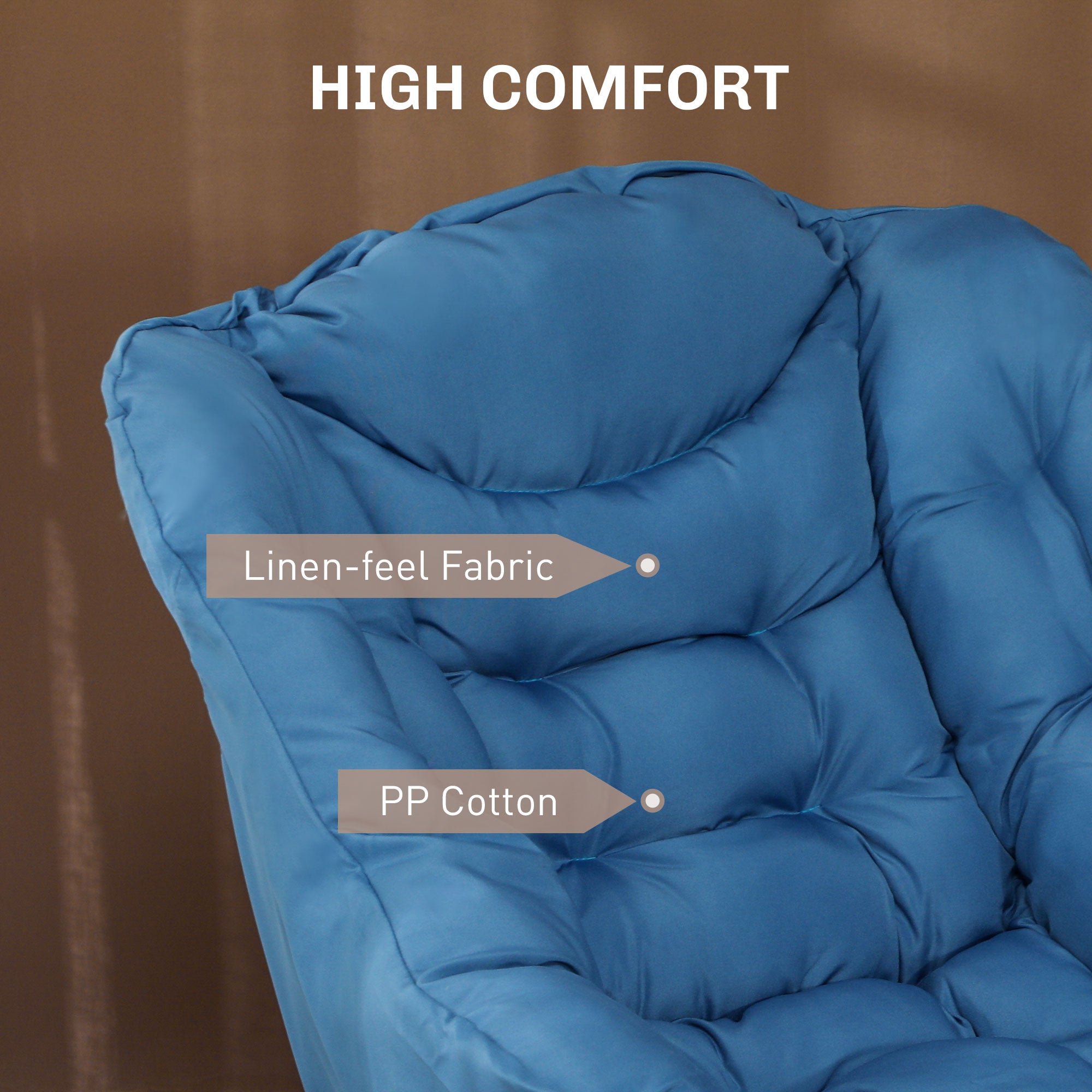 HOMCOM Modern Accent Chair, Linen Fabric Armchair with Side Pockets and Solid Steel Legs, Comfy Reading Chair for Living Room, Bedroom, Blue