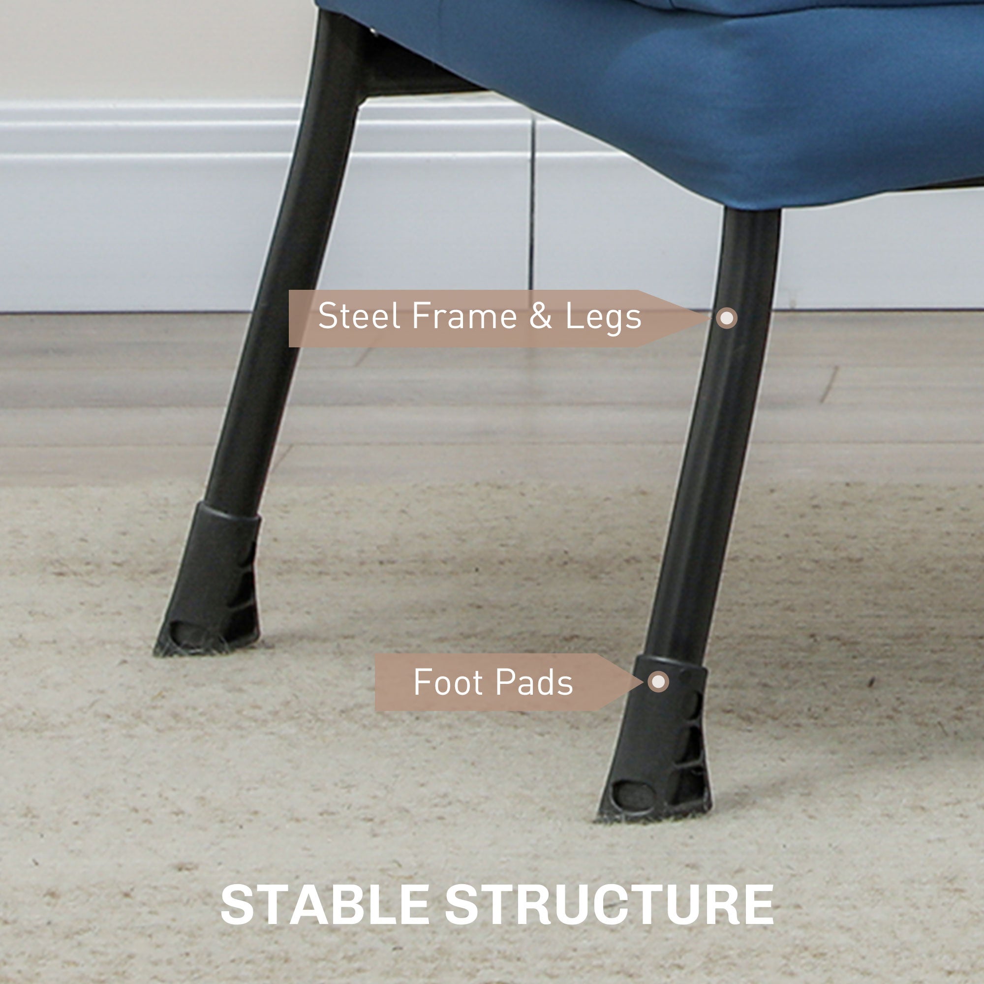 HOMCOM Modern Accent Chair, Linen Fabric Armchair with Side Pockets and Solid Steel Legs, Comfy Reading Chair for Living Room, Bedroom, Blue