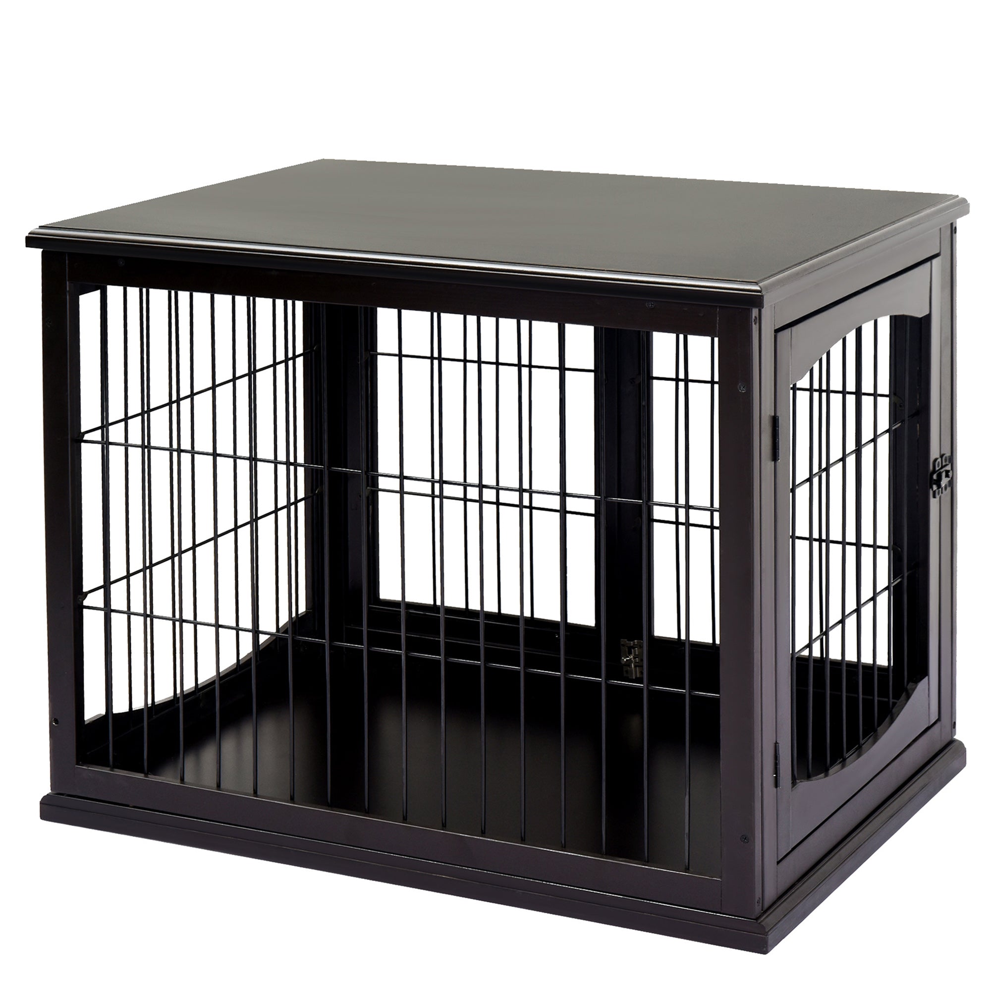 PawHut Dog Crate Furniture, Small Dog Cage End Table with Two Opening Sides, Lockable Door, Puppy Kennel Indoor, Cute and Decorative, Coffee