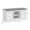 HOMCOM Shoe Bench for Entryway, Shoe Storage Bench with Cushioned Seat, 2 Cabinets and Adjustable Shelf for Hallway, Living Room, Bedroom, White