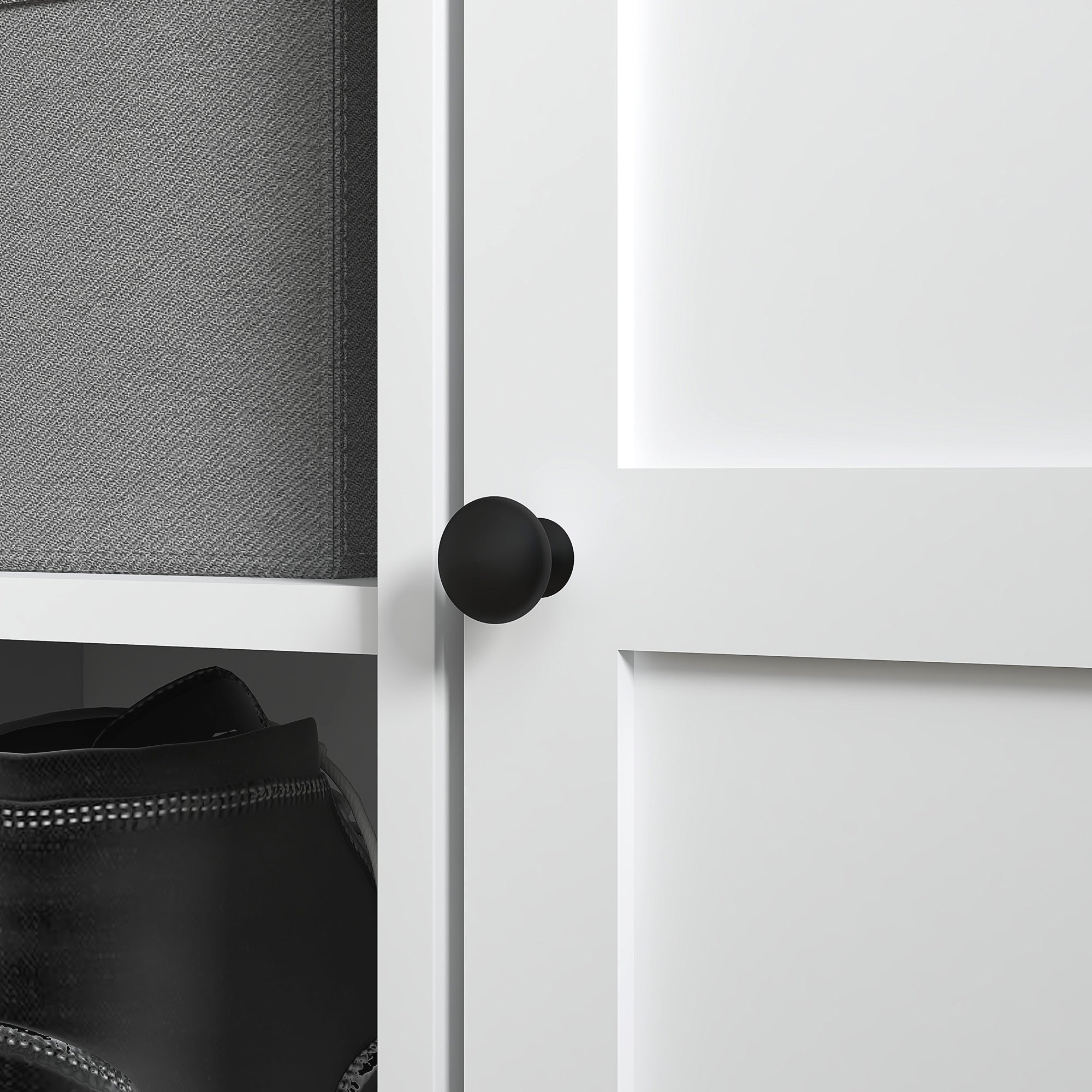 HOMCOM Shoe Bench for Entryway, Shoe Storage Bench with Cushioned Seat, 2 Cabinets and Adjustable Shelf for Hallway, Living Room, Bedroom, White